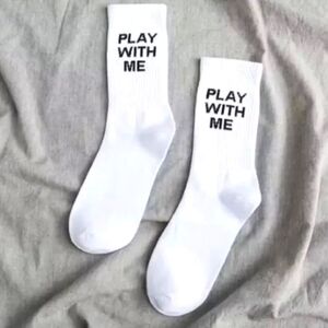 White Play With Me Socks